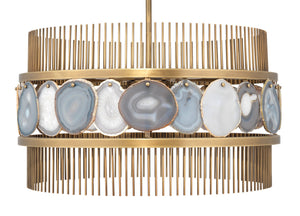 Jamie Young Upsala Chandelier in Pale Lavender Agate & Antique Brass Metal