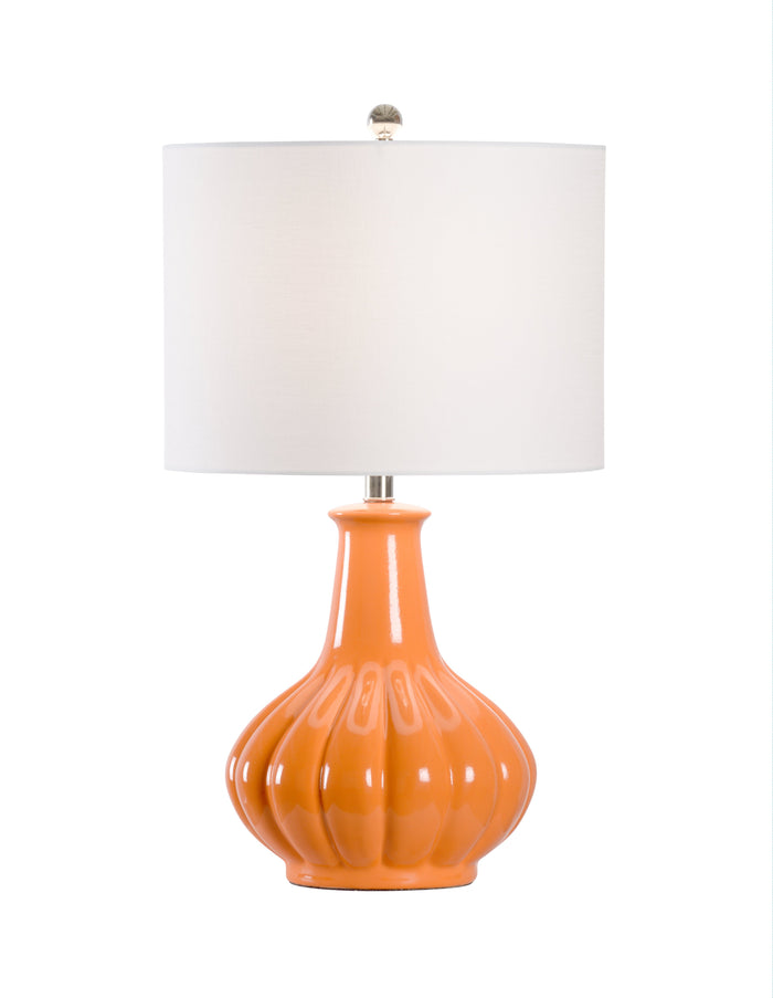 Chelsea House Orange Ribbed Vase Lamp