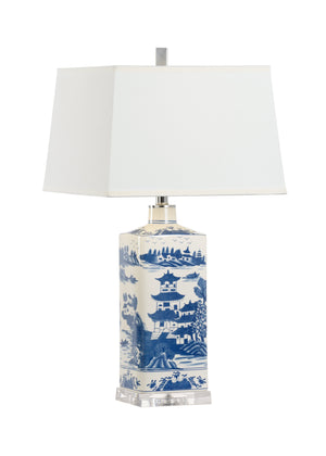 Chelsea House Square Blue And White Lamp