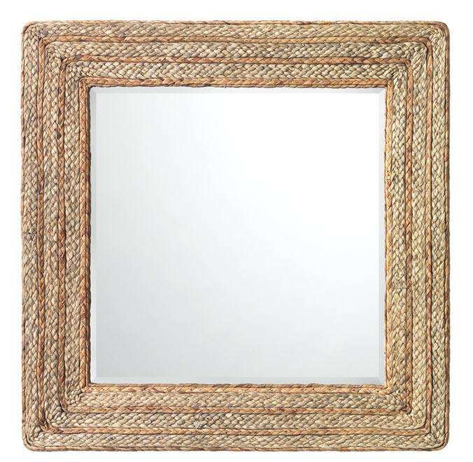 Jamie Young Evergreen Square Mirror in Natural Braided Seagrass