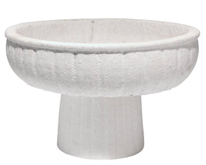 Jamie Young Aegean Large Pedestal Bowl in Rough Matte White Ceramic