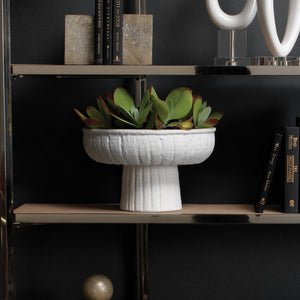 Jamie Young Aegean Large Pedestal Bowl in Rough Matte White Ceramic