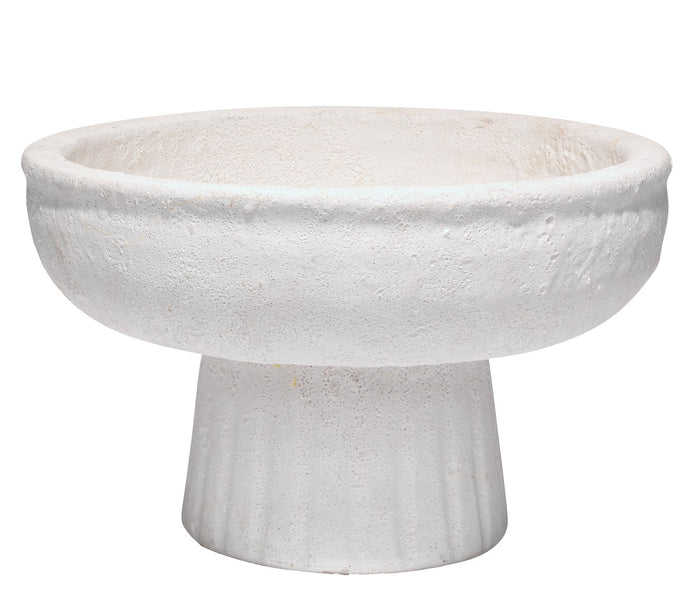 Jamie Young Aegean Small Pedestal Bowl in Rough Matte White Ceramic