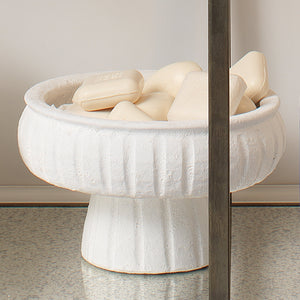 Jamie Young Aegean Small Pedestal Bowl in Rough Matte White Ceramic