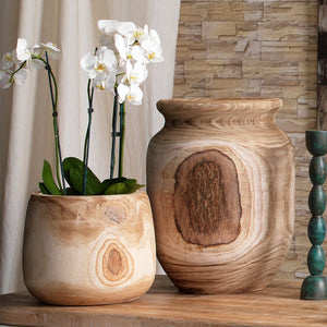 Jamie Young Brea Wooden Vase in Natural Wood