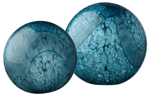 Jamie Young Cosmos Glass Balls in Indigo Swirl Glass