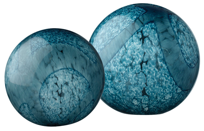 Jamie Young Cosmos Glass Balls in Indigo Swirl Glass
