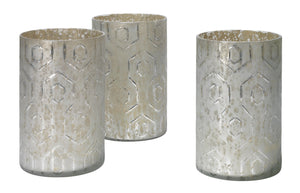 Jamie Young Deco Hurricanes in Etched Mercury Glass (Set of 3)