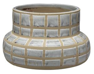 Jamie Young Grid Ceramic Vase in Grey Ceramic
