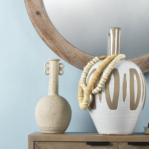 Jamie Young Kindred Vase in Beige and White Ceramic