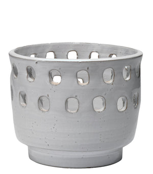 Jamie Young Large Perforated Pot in White Ceramic