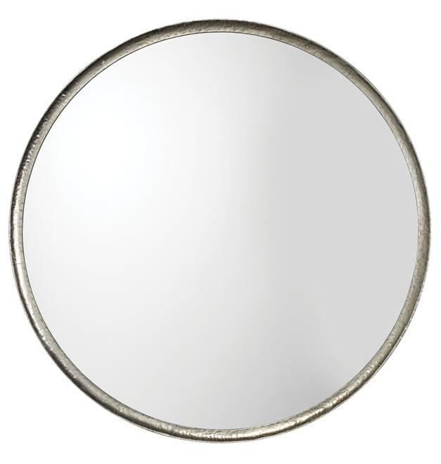 Jamie Young Refined Round Mirror in Silver Leaf Metal