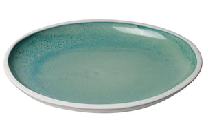 Jamie Young Santorini Large Low Rim Bowl in Ocean Ombre Reactive Glaze Ceramic