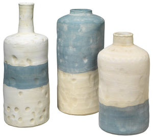 Jamie Young Sedona Vessels in Blue and White Ceramic (Set of 3)