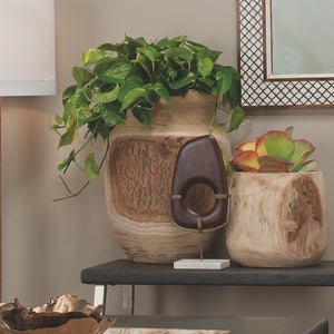 Jamie Young Topanga Wooden Vase in Natural Wood