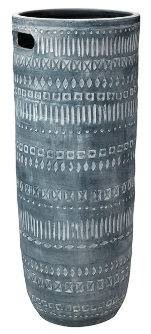 Jamie Young Large Zion Ceramic Vase in Grey and White