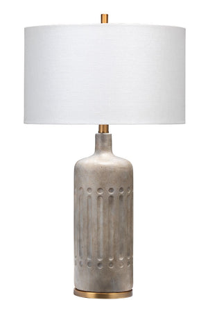 Jamie Young Annex Table Lamp in Grey Cement & Antique Brass Metal