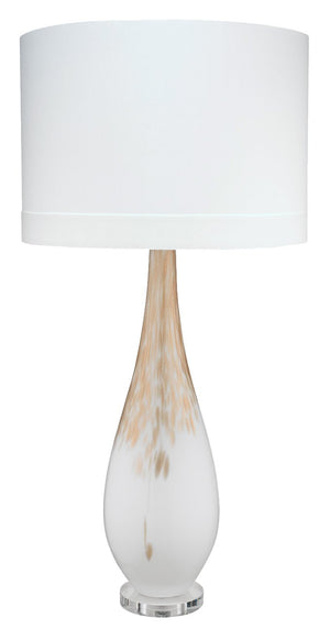 Jamie Young Dewdrop Table Lamp in Gold Ombre Glass with Classic Drum Shade in White Silk
