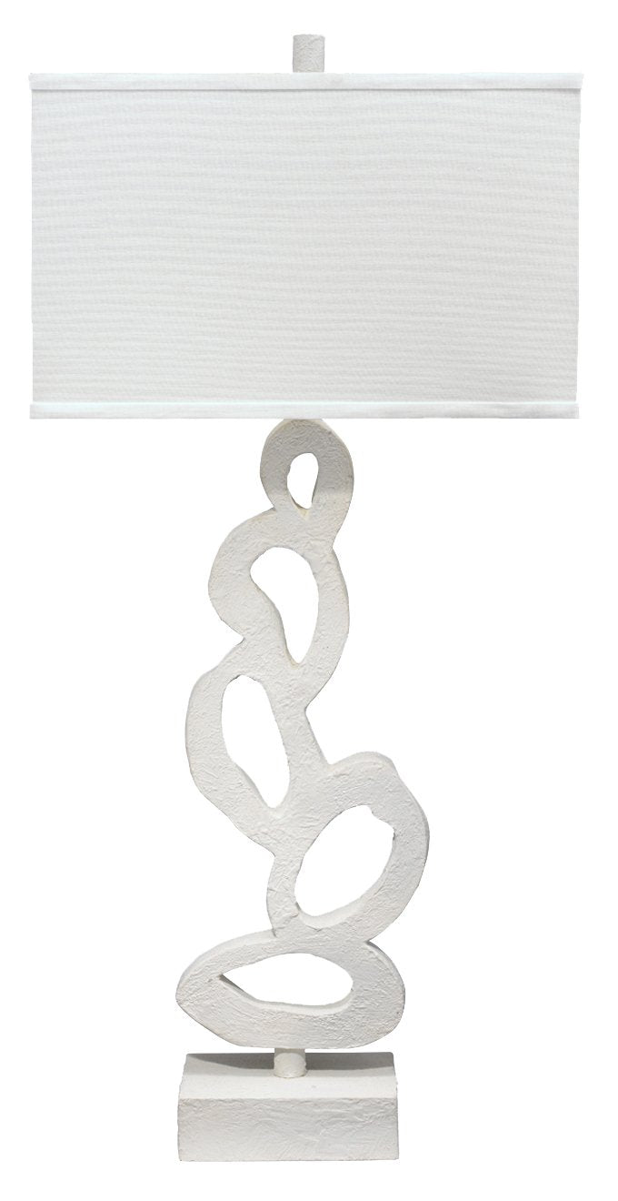Jamie Young Ivy Table Lamp in White Gesso with Rectangle Shade in Off White Linen