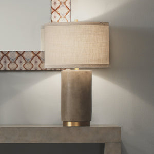 Jamie Young Mortar Table Lamp in Cement and Brass