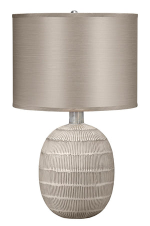 Jamie Young Prairie Table Lamp in Beige & Off White Patterned Ceramic