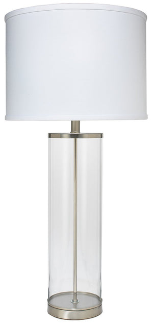Jamie Young Rockefeller Table Lamp in Nickel with Classic Drum Shade in White Linen