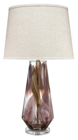 Jamie Young Watercolor Table Lamp in Plum Glass with Cone Shade in Natural Linen