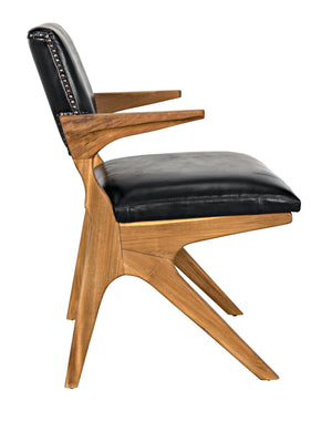 Noir Dolores Chair, Teak with Leather
