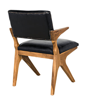 Noir Dolores Chair, Teak with Leather