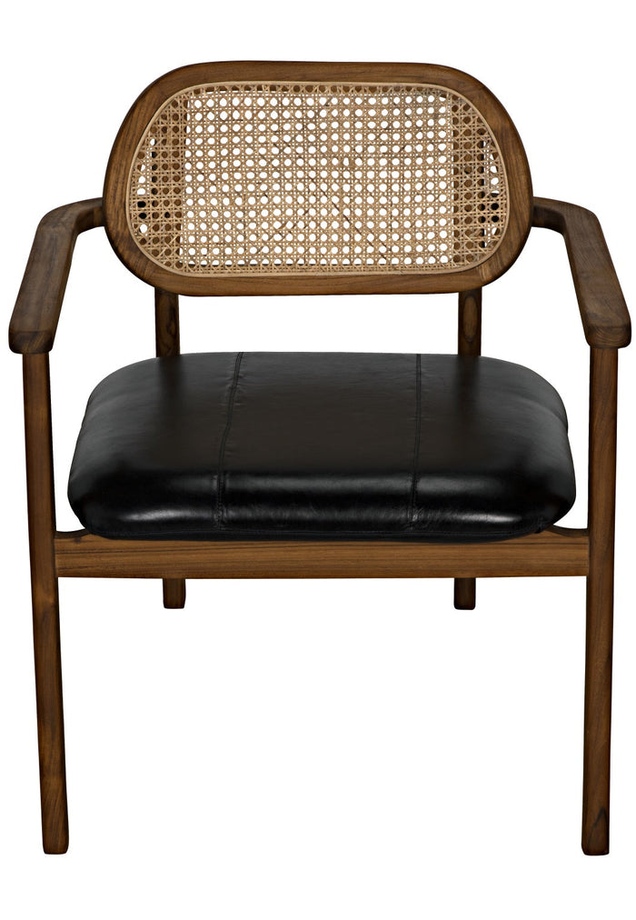 Noir Tolka Chair, Teak with Leather Seat