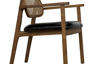 Noir Tolka Chair, Teak with Leather Seat