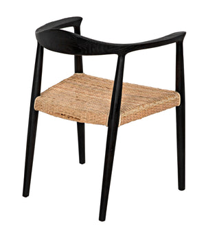 Noir Dallas Chair, Black Burnt with Rattan