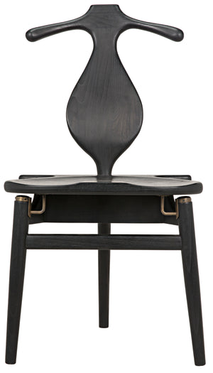 Noir Figaro Charcoal Black Chair with Jewelry Box