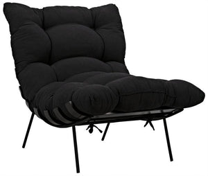 Noir Hanzo Chair with Metal Legs, Charcoal Black