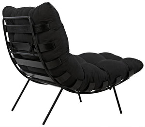 Noir Hanzo Chair with Metal Legs, Charcoal Black