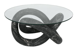 Noir Phobos Coffee Table, Cinder Black with Glass