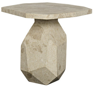Noir Polyhedron Side Table, White Marble