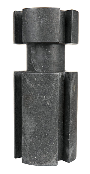 Noir Doom Candle Holder Set of 2, Black Marble
