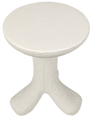 Noir Laramy Side Table, White Fiber Cement