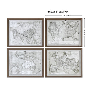 Uttermost World Maps Framed Prints S/4