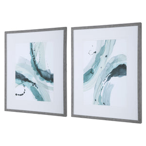 Uttermost Depth Abstract Watercolor Prints, S/2
