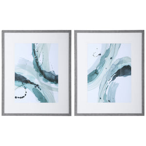 Uttermost Depth Abstract Watercolor Prints, S/2