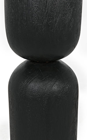 Noir Small Kudoros Side Table with Black Marble Top, Black Burnt