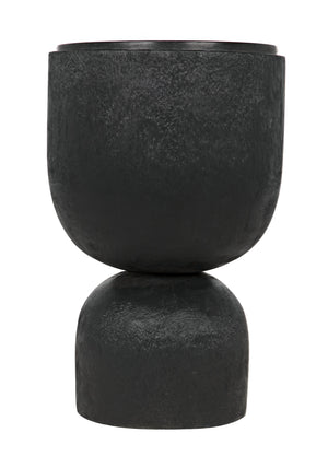 Noir Large Kudoro Side Table with Black Marble Top, Black Burnt