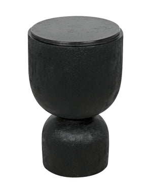 Noir Large Kudoro Side Table with Black Marble Top, Black Burnt