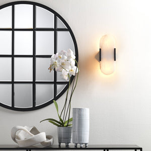 Jamie Young Round Metal Grid Mirror with Paned Beveled Glass