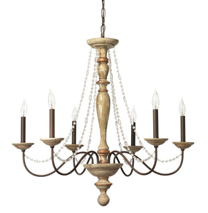 Jamie Young Maybel Chandelier in Washed Wood & Crystal