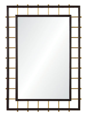 Celerie Kemble for Mirror Home Dark Mahogany & Burnished Brass Mirror