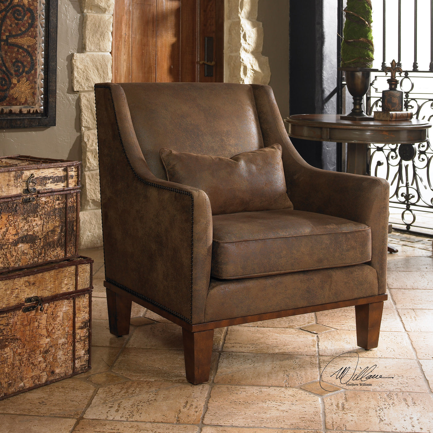 Uttermost Clay Leather Armchair eCTURE