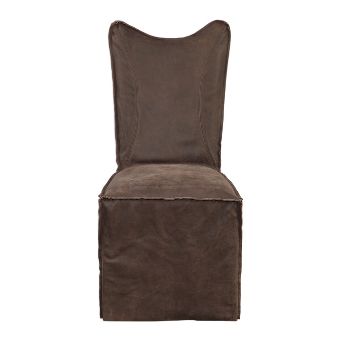 Uttermost Delroy Armless Chairs, Chocolate, Set Of 2